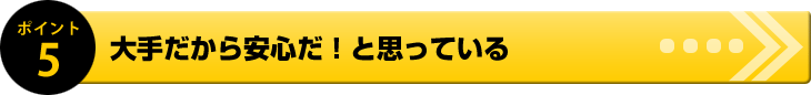 大手だから安心だ！と思っている