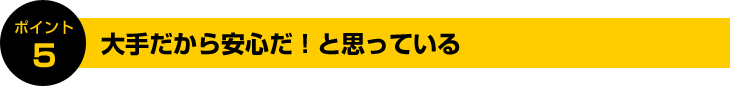 ポイント5:大手だから安心だ！と思っている