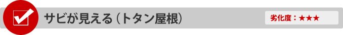 サビが見える（トタン屋根）