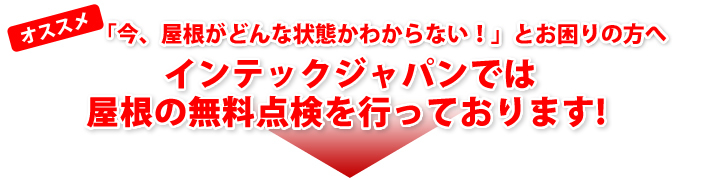 まずはリフォームが必要か見に来てほしいとお考えの方お任せ下さい！インテックジャパンでは屋根の無料点検も行っております